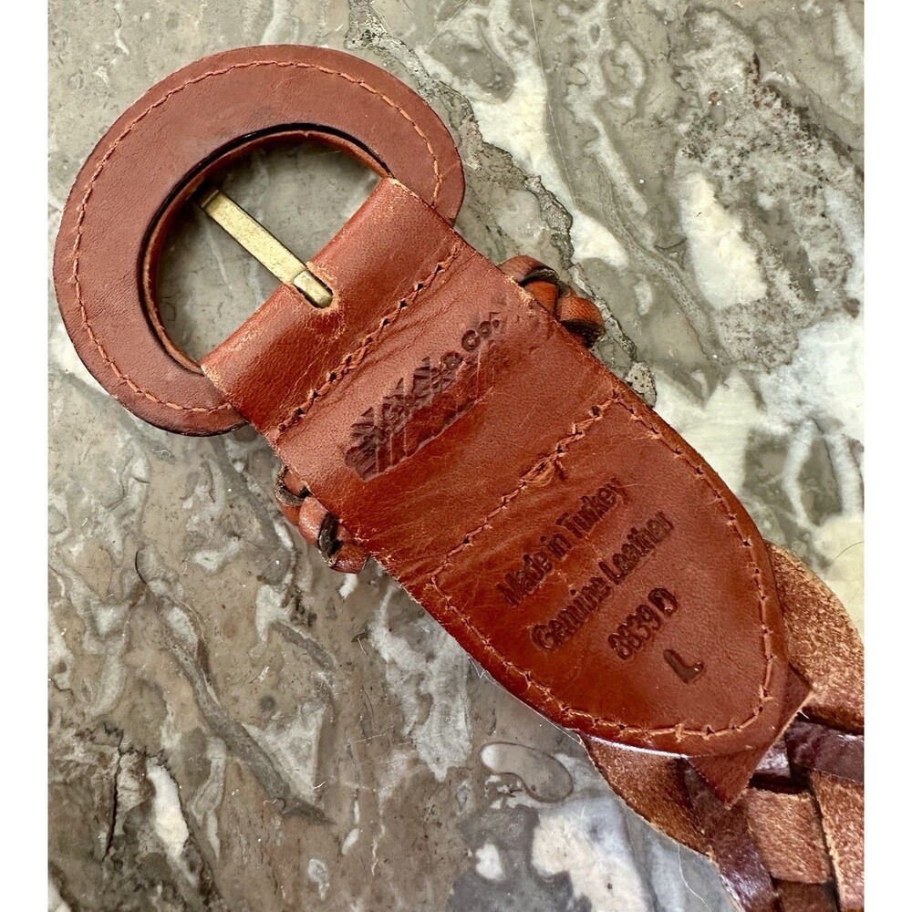 VTG 1980s 90’s Bass&Co? Boho Brown Leather Woven Braided Belt Women’s Large 1.5” - Picture 6 of 10